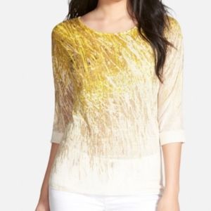 NIC+ZOE Grass Fields Linen Blend Knit Top